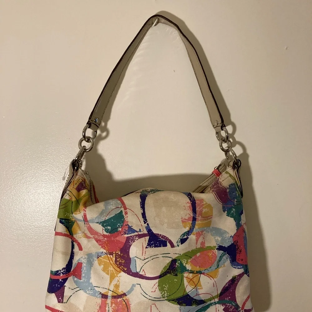 Coach signature Poppy Hippie Multicolored Tote SHOULDERBAG satchel 23376 VNTG